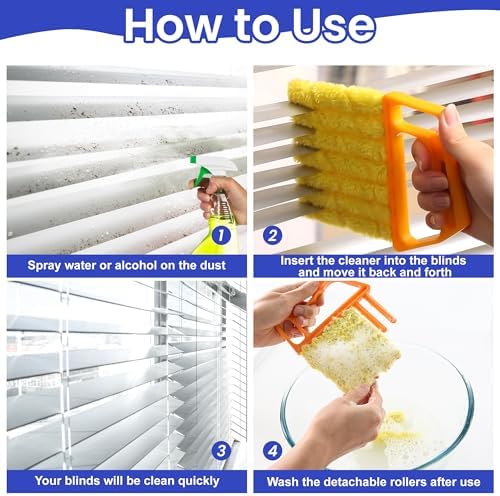 Blind Cleaner Duster Tool - 4 Pcs 7 Fingers Anti-Shedding Window Blind Cleaner Tool and 4 Pcs Air Vent Cleaner, with High-Density Microfiber Fleece and Ergonomic Handle, Detachable and Washable - Image 6