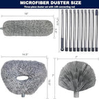 Tonmp 3 Pack 20+ Feet High Reach Grey Microfiber Feather Duster with 3-14 ft Spliceable Pole Cobweb Duster for Cleaning Fan, Spider Web, High Ceiling, Blinds, Furniture Cleaning Tool Kit, Gray - Image 2