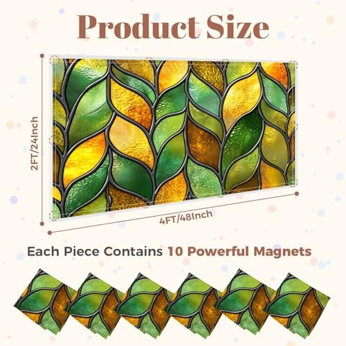 6 Pcs Fluorescent Light Covers for Ceiling Lights Stained glass seamless texture leaf for window colored glass 3d Magnetic Decorative Shade Filters 4x2 ft for Classroom Office Hospital Decor - Image 2