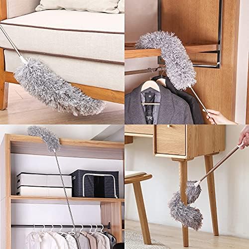 Microfiber Feather Duster, High Ceiling Fans with 30-100 Inch Pole, Gray - Image 6