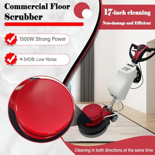 1500W Floor Buffer Polisher Machine 17" Floor Scrubber 154RPM Commercial Burnisher Buffer with 3.17 Gal Tank 110V - Image 2