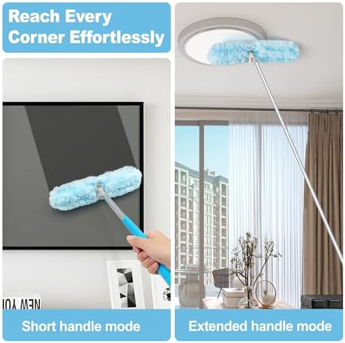 JEHONN Duster with 6 ft Extension Pole, 10 Refills Compatible with Swiffer Super Extendable Handle Heavy Duty Dusting Wand Starter Kit for Cleaning High Ceiling Fan Shelves Vent Window Blind - Image 2