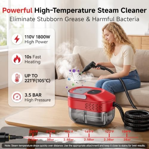 Steam Cleaner, 54oz Steamer for Cleaning, 16-Pcs Set for Home, Car - Image 2