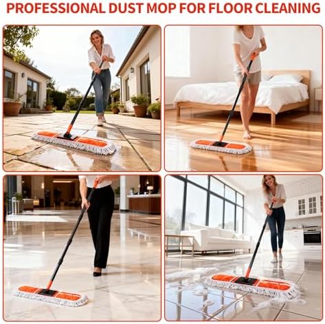 36" Large Commercial Dust Mops for Industrial Floor ，Marble, Laminate,Tile,Concrete,Garage. Janitor Broom Wide Dry mop for Hardwood ,Heavy Duty Long Handle Hotel Gym Household Cleaning Supplies - Image 4