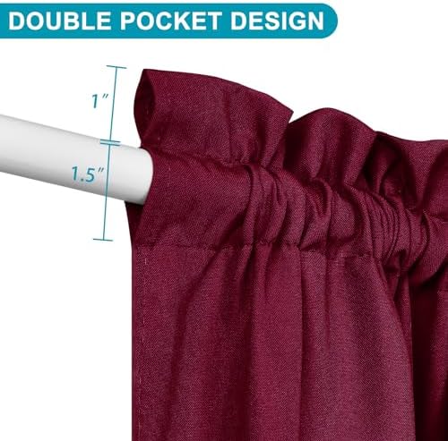 Hiasan French Door Curtains Privacy, Burgundy, 52W x 40L, 1 Panel - Image 3