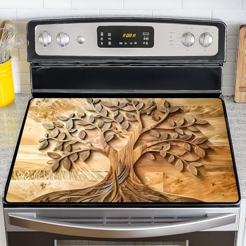 Stove Top Cover for Electric Stove,Glass Stove Top Cover, Heat Resistant Glass Cooktop Cover, Stovetop Protector, Kitchen Decor, Dish Drying Mats Cover for Ceramic Washer Top 28.5x20.5 inch by GIVEYOUTHEBEST