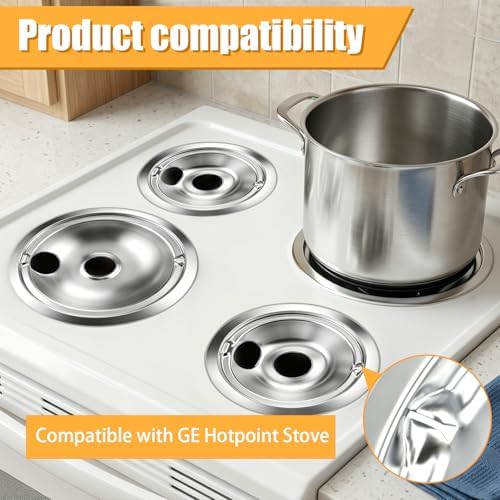 GE Drip Pan Electric Stove Burner Covers Replacement 2x6-Inch + 2x8-Inch Compatible with GE & Hotpoint Replacement for WB31T10010 & WB31T10011 drip pans for electric stove, 4 Pack(2x6" and 2x8") - Image 4