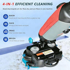 Commercial Floor Scrubber Machine, Walk-Behind Cleaning Equipment, 17" Wide, 90 Min Battery Life, 2-Hour Fast Charge, 360 RPM, Cleans 12,000 Sqft/H, Includes Red Clete Set - Image 3