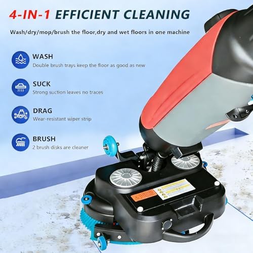 17" Commercial Floor Scrubber Machine - Walk-Behind Cleaning Machine with 90 Min Battery, 2-Hour Fast Charge, 360 RPM, Cleans 12,000 Sqft/H, Ideal for Businesses - Image 3