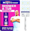 Mr. Clean Magic Eraser Shower & Tub Scrubber, Bathroom Cleaner, All in One Bathroom Cleaner, Lemon Starter Kit, 1 Scrubber & 2 Foaming Magic Erasers by MrClean