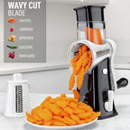 Rotary Cheese Grater Manual Hand Crank 5 Blade Shredder, White & Black - Image 4