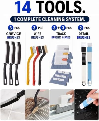 Window Track Cleaner, 14 PCS Crevice Cleaning Brush Kit - Image 3