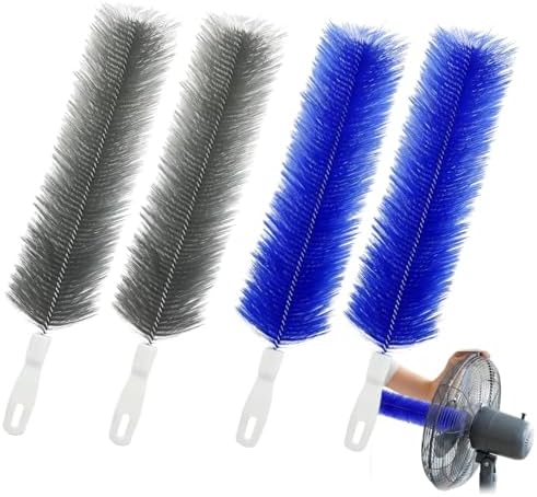 Bendable Microfiber Head,Reusable Dust Remover，Fan Cleaning Brush Washable and Reusable; Suitable for Ceiling Fan Blades, Blinds, Air Conditioner Vents, and Car Interiors (Black-2pcs+Blue-2pcs) by Unknown