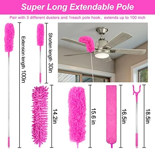 CALBEAU Microfiber Dusters for Cleaning, Dusters with Extension Pole - Image 2