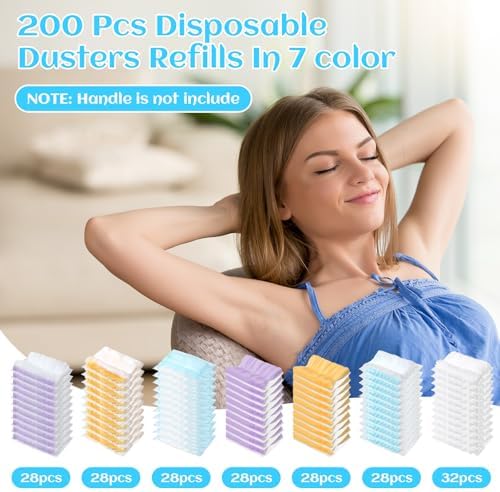 Mimorou 200 Pcs Disposable Dusters Refills Bulk for Cleaning(Bright Colors) - Image 2
