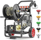 4400PSI Gas Pressure Washer with Hose Reel, One-Button Start 420cc 15HP 4-Cycle Engine, 4.0 GPM Heavy Duty Power Washer with 50FT 3/8" Hose, Spray Gun & Wand, 5 Quick Connect Nozzles by TechSweeppro