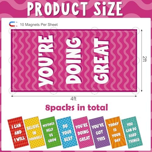 8Pcs Classroom Inspirational Fluorescent Light Covers,2x4 FT Colorful - Image 2