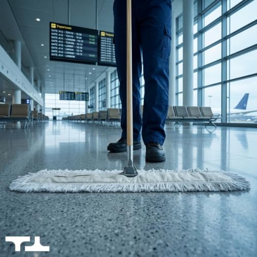 Commercial Dust Mop & Floor Sweeper, 24 in. Dust Mop for Hardwood Floors, Cotton Mop Head, Wooden Broom Handle, Industrial Dry Mop for Floor Cleaning & Janitorial Supplies - Image 2