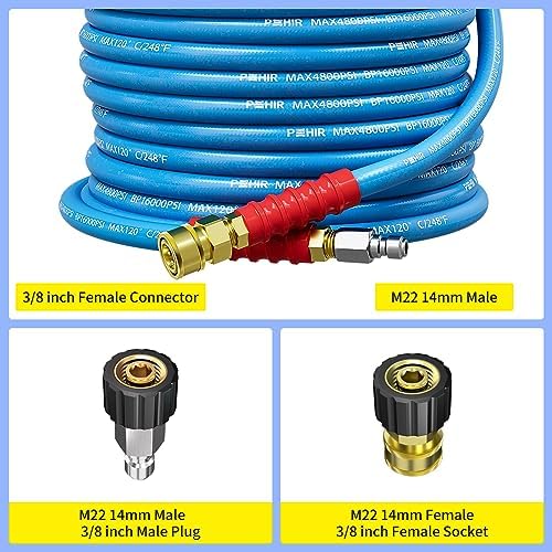 POHIR Pressure Washer Hose 50FT 3/8" 4800 PSI with Quick Connect & Adapters - Image 5