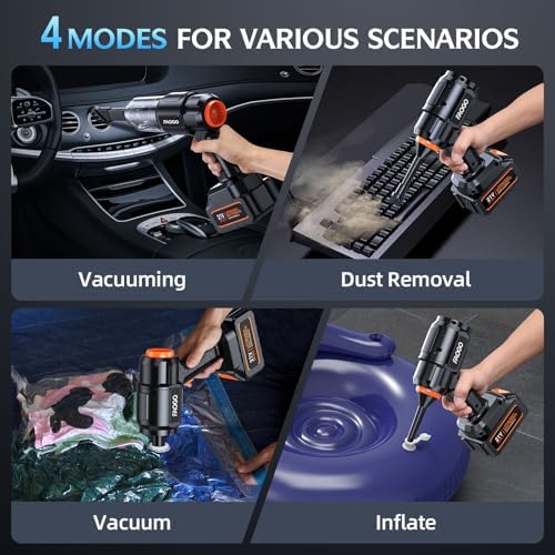 Car Vacuum Portable Cordless, 50000Pa High Power Brushless Motor, Rechargeable Handheld Vacuum with 2 Batteries & Charger, 6-in-1 Vacuum Cleaners for Home, Pet Hair & Keyboard, Ink Black - Image 4