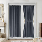 Vatge Magnetic Tape French Door Curtains - 54x72 Inch No Drill Light Filtering Panels for Double Doors, 1 Panel, W54 x L72, Grey by Vatge