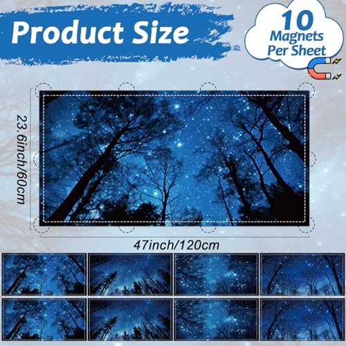 8 Pack Fluorescent Light Covers with 80 Magnets Decorative for Classroom Ceiling Light 4 x 2 Feet Magnetic Cover Filter Easy Install for Office School Home Hospital Drop Ceiling Supplies(Night Forest) - Image 2