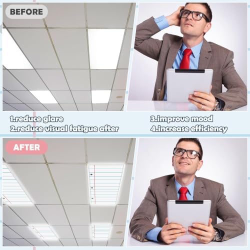 6Pcs Classroom Fluorescent Magnetic Light Covers,2x4 FT Notebook Paper - Image 5