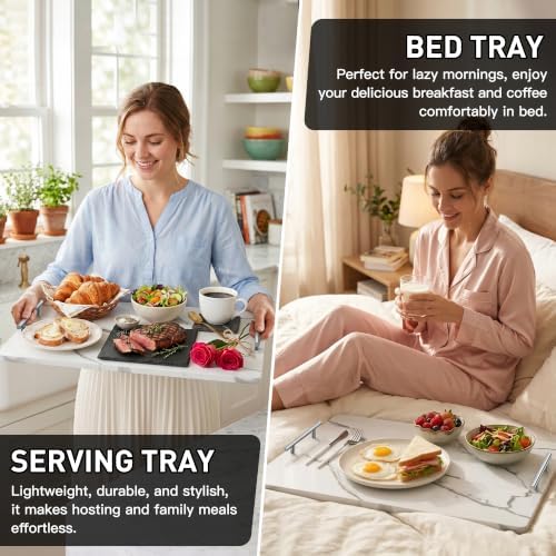 Noodle Board Stove Cover with Handles, Stove Top Covers for Gas Burners and Electric Stove, Wood Stove Cover Board Decorative Serving Tray Kitchen Sink Cover for Counter Space (White Marble) - Image 5