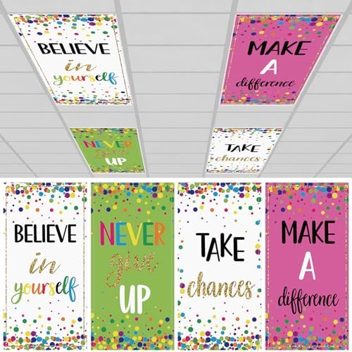4pcs Classroom Fluorescent Magnetic Light Covers,2x4 FT Colorful Confetti by Hallswl