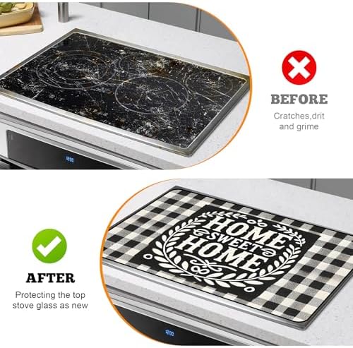 Multi-Design Stove Top Cover for Glass/Electric Stoves - 3-in-1 Heat-Resistant Protector Mat, Non-Slip Drying Rack 30" L x 21" W (Home) - Image 5