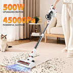 Tikom V750 Cordless Vacuum Cleaner for Home, 45000Pa/500W Stick Vacuum with LED Display, Charging Wall Dock, Anti-Tangle, Lightweight Handheld Vacuum for Pet Hair, Hard Floor, Carpet, White - Image 2