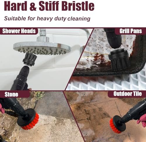 8 Pack Drill Brush Attachment Set,1/4in Power Scrubber Brush + Extend Long Attachment,Multi-Purpose Brush Drill Attachment, Power Cleaning Scrub Brush for Bathroom, Tub, Tile, Corner - Image 4