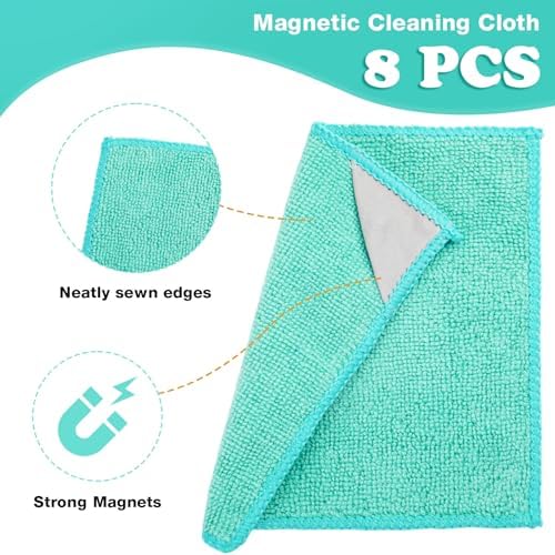Gersoniel Magnetic Microfiber Cleaning Cloth, Mint Green, 6 x 6 Inch, 8 Pcs - Image 3