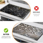 Multi-Design Stove Top Cover for Glass/Electric Stoves - 3-in-1 Heat-Resistant Protector Mat, Non-Slip Drying Rack 30"x21" (Silver-Tree) - Image 5