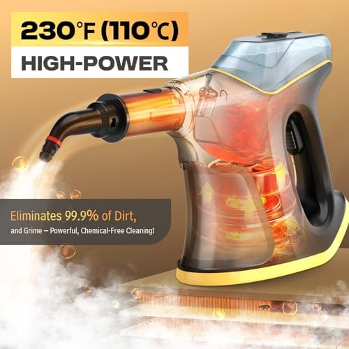 Handheld Steamers for Cleaning, 1300W High Pressure Steam Cleaner for Home and Car, 10s Fast Heat-up, Multi-Purpose Steamer with 9pcs Accessories for Grout, Tile, Couch, Kitchen (Black) - Image 3