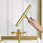 HIWARE All-Purpose Shower Squeegee for Shower Doors, Bathroom, Window and Car Glass - Brass, Stainless Steel, 12 Inches - Image 5