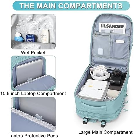 coofay Expandable Backpack For Traveling On Airplane Travel Backpack For Women Men Airline Approved Carry On Bags For Airplanes Gym Bag With Shoe Compartment Waterproof Hiking Backpack Essentials - Image 4