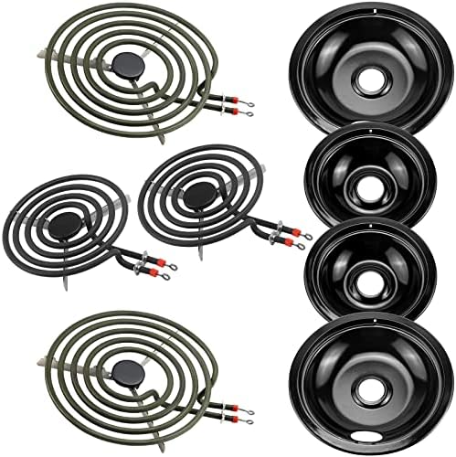 AMI PARTS 5304430149 5304430150 Porcelain Burner Drip Pan Cooktop Set by AMIPARTS
