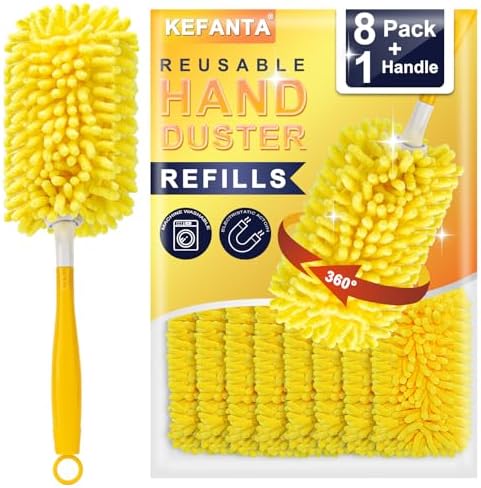 KeFanta Reusable Duster Refill for Swiffer, 8Pcs with 1 Handle by KeFanta