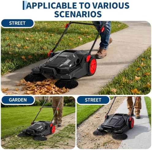 Walk Behind Floor Sweeper 25.6in Width 5Gallon Bin - Image 3