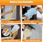 40 Count Duster Refills with 1 Short Handle & 3 ft Extendable Handle, Compatible with Swiffer Duster, 180° Disposable Microfiber Cleaning Dusters, Unscented - Image 6