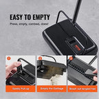 VEVOR Carpet Sweeper Manual, Floor Sweeper with 300 ml Dustbin Capacity Easy to Empty, for Home Office Carpets Pet Hair Dust, Black - Image 4