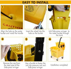 KULED Commercial Mop Bucket with 2 Mop Heads and Caution Sign, 38 Quart - Image 5