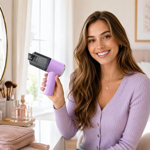 Mini Handheld Vacuum Portable for Desk, Keyboard, Car & Crumbs, Lavender - Image 2