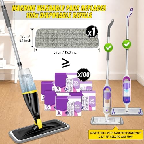 Hardwood Floor Mops for Floors Cleaning: Spray Mops Wet Dust Mop Refillable - Image 3