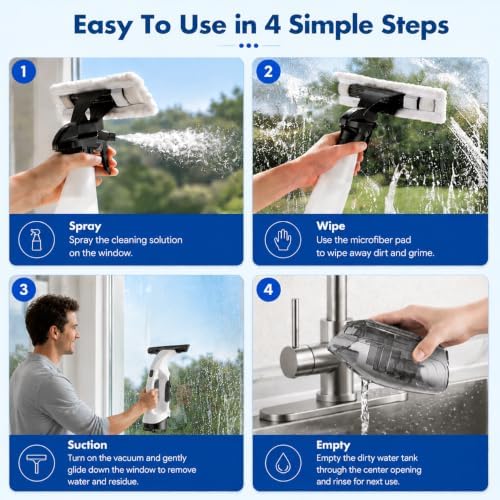Window Vacuum Squeegee Cordless,Electric Window Cleaner Tool for Glass - Image 6