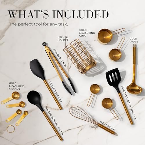 Styled Settings Black and Gold Kitchen Utensils Set, 15-Piece - Image 2