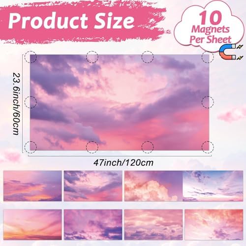 8 Pack Fluorescent Light Covers with 80 Magnets Decorative for Classroom Ceiling Light 4 x 2 Feet Magnetic Light Covers Filter Easy Install for Office School Hospitals Drop Ceiling Supplies(Sunset) - Image 2