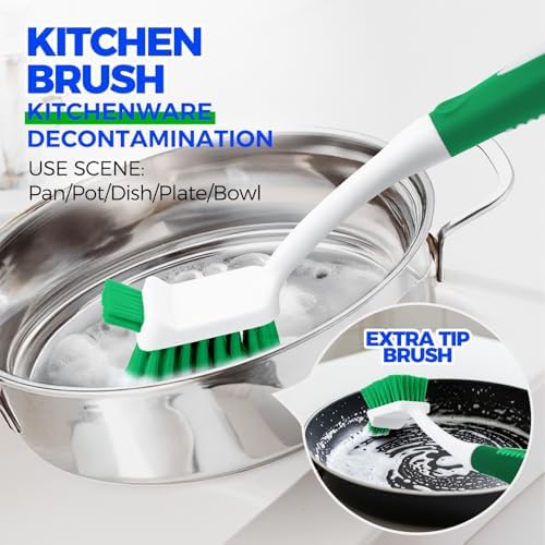 Holikme 5 Pack Cleaning Brush Scrub Brush Kitchen Brush for Floor,Green - Image 4