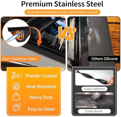 Stainless Steel Stove Gap Covers (2 Pack), Upgraded Version, Stove Gap Filler, Range Trim Kit for Kitchen Counter, Heat Resistant, Adjustable Length 13.8” to 27.5”, Width1.3” - Image 3